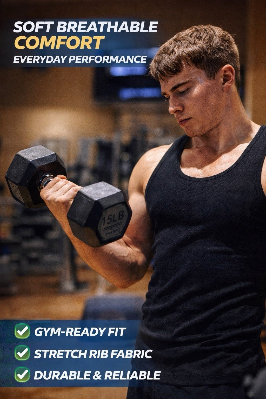Men 100% Cotton Tank Tops Value 6-Pack Breathable Undershirts Gym Everyday Wear!