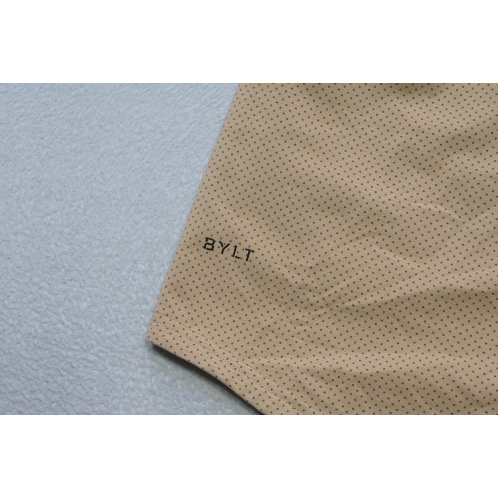 BYLT Drop Cut Lux T-Shirt Mens Medium Tan Perforated Short Sleeve Excellent