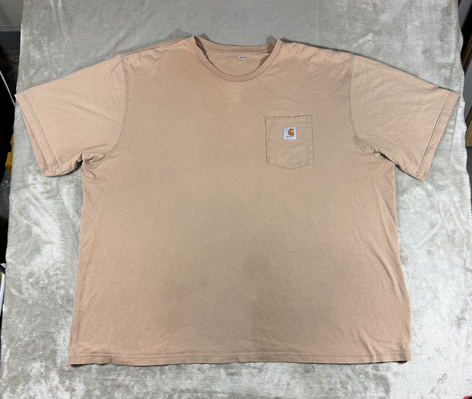 Carhartt T-Shirt Mens 4XL Brown Cotton Regular Fit Logo Pocket K-87M