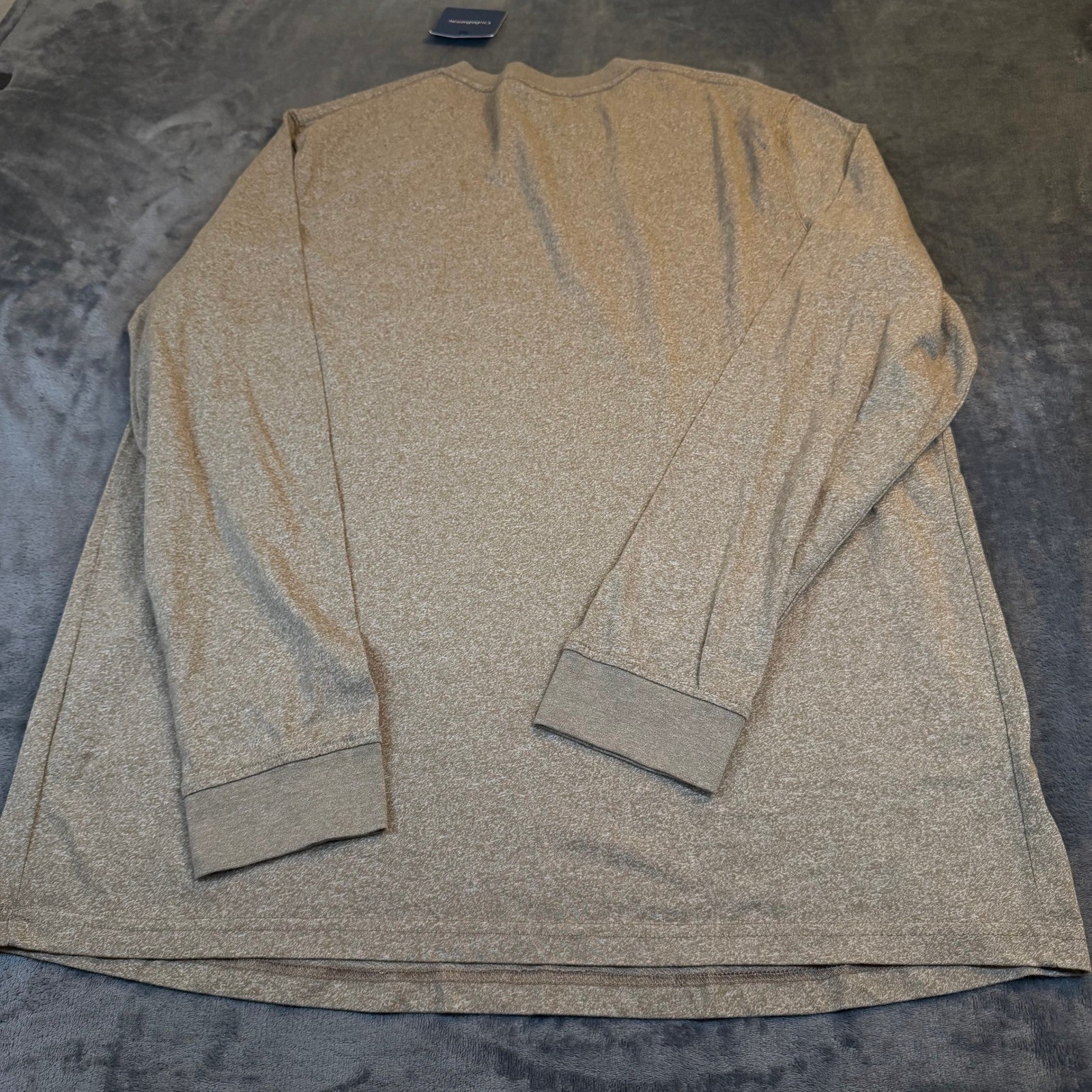 Croft & Barrow Easy Care V-Neck Long Sleeve Tee Heathered Tan Mens 2XB NWT