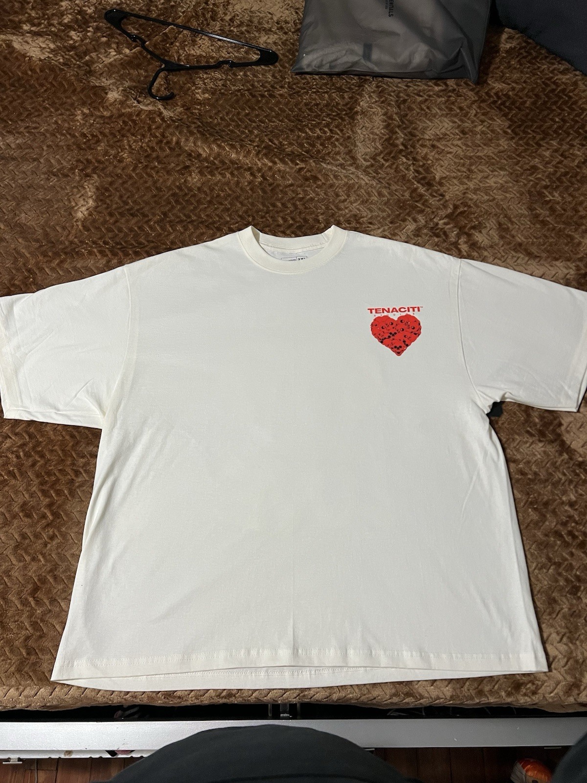 TENACITI Heart Skull Graphic White Red Cotton Men’s T-Shirt XL Short Sleeve