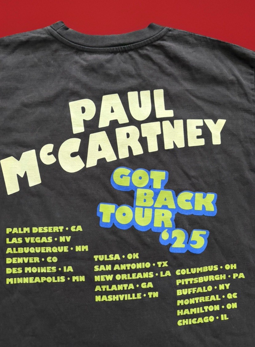 Paul McCartney Got Back Tour 2025 Merch Band Shirt City Stops Two Sided Medium