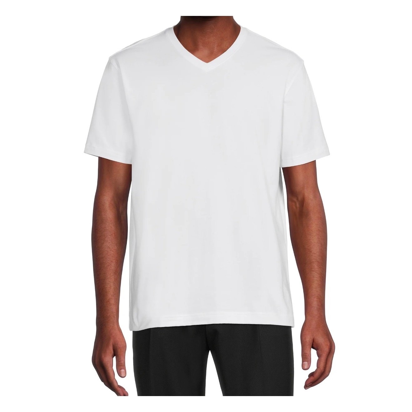NEW George Men’s XL White Heavyweight V-Neck T-Shirt Blanks Thick Cotton 6 Pack