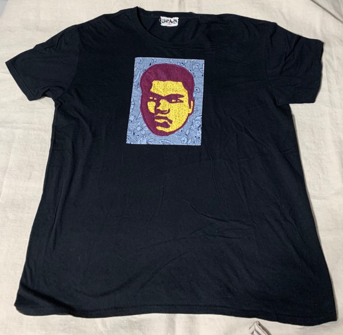 2Heads Ghana Africa Applique Muhammad Ali T-Shirt XL Boxing Streetwear