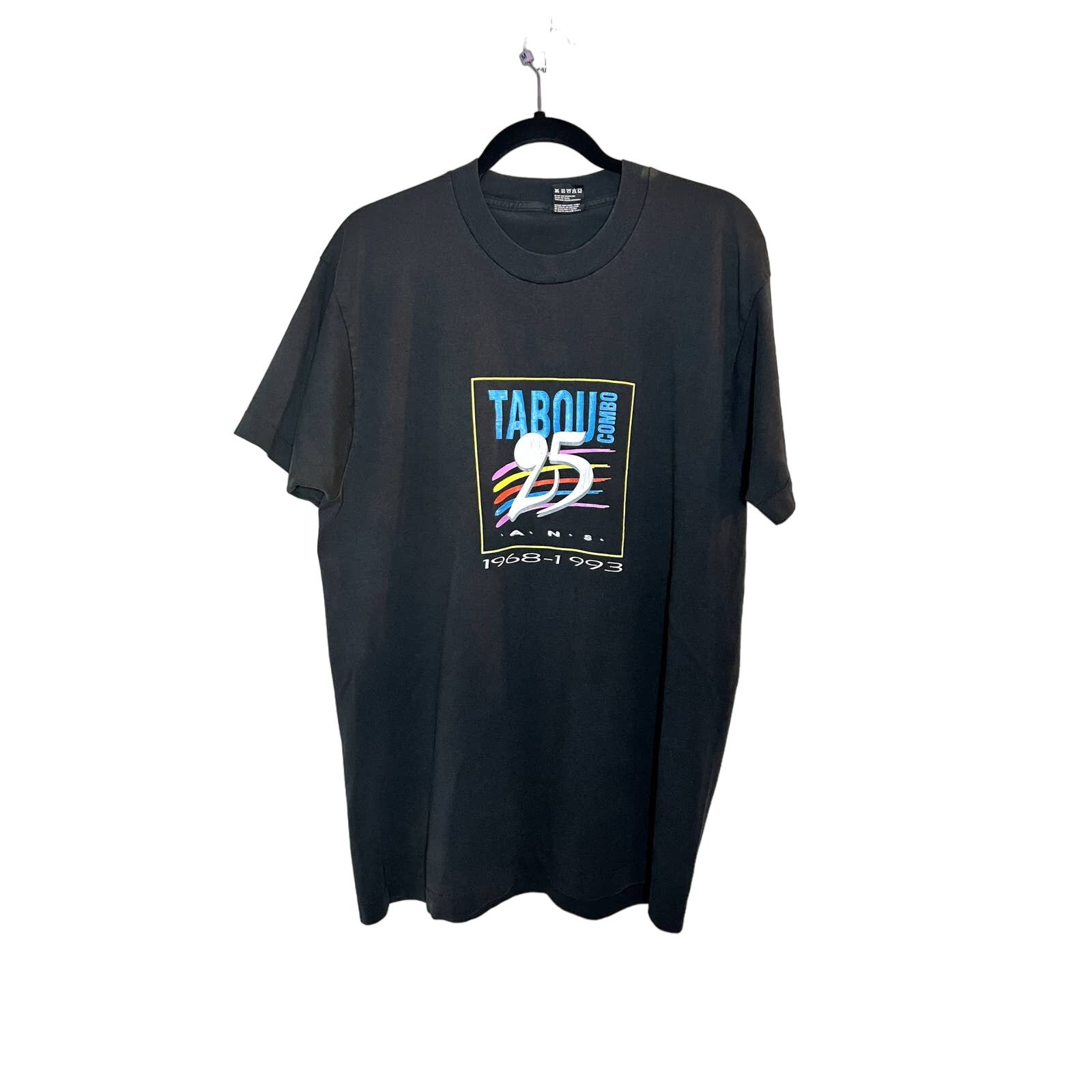 Vintage Tabou Combo 25 A.N.S 1968-1993 mens black short sleeve tshirt XL
