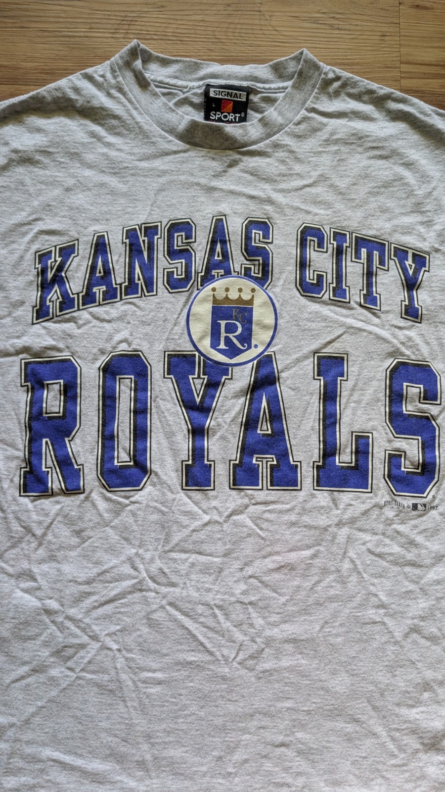 Vtg 90s Kansas City Royals T Shirt Signal Sport Mens L Gray 1997 Baseball MLB