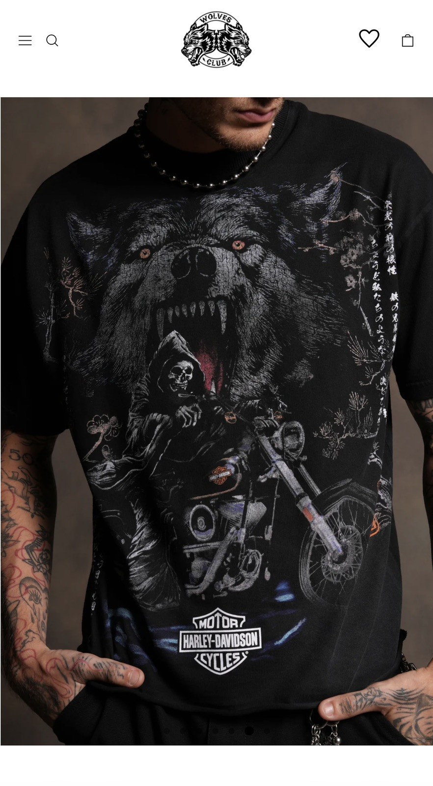 Darc Sport Harley Davidson Bushido GRIM RIDER RAW HEM BOX CUT TEE Size Small