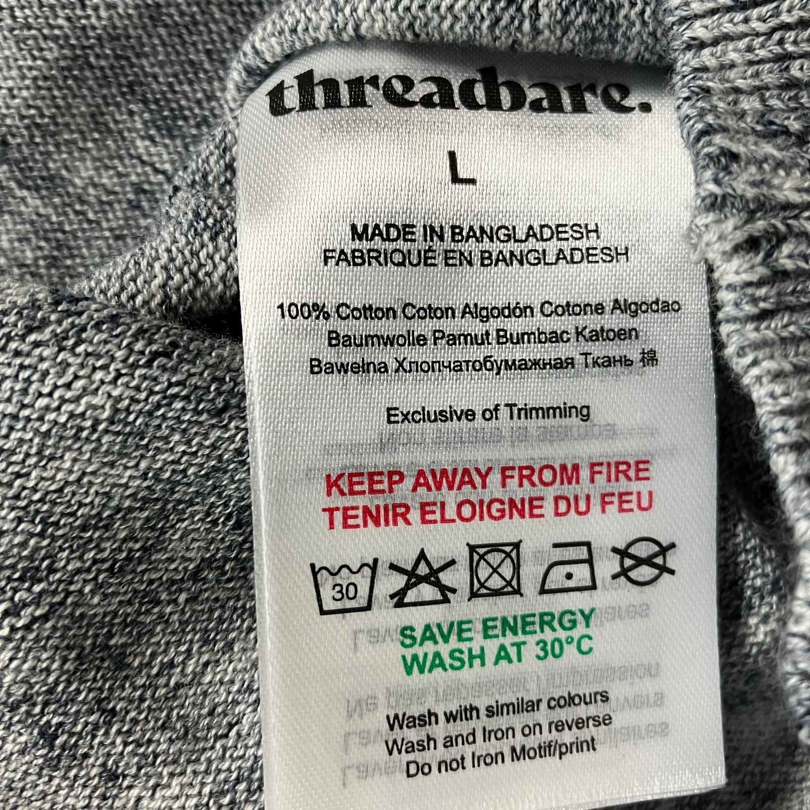 Threadbare Knitted Short Sleeve Tee Gargrave Men’s Size L Fits M Charcoal NWT