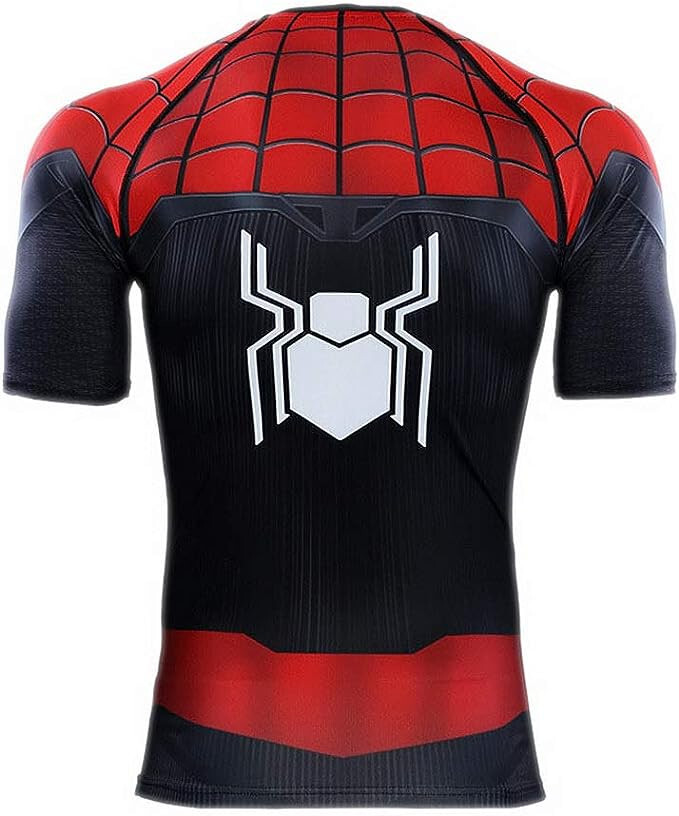 Men’s T-shirts Spider Superhero Compression Tights Short Sleeve Tops Tee Gym