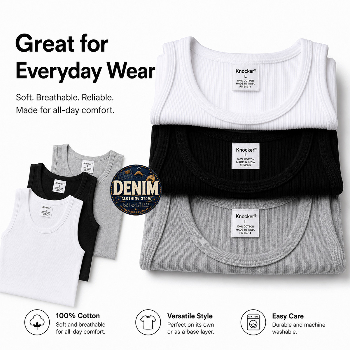 3 6 12 Pack Men Tank Top 100% Cotton A-Shirt Wife Beater Ribbed Undershirt S-3XL