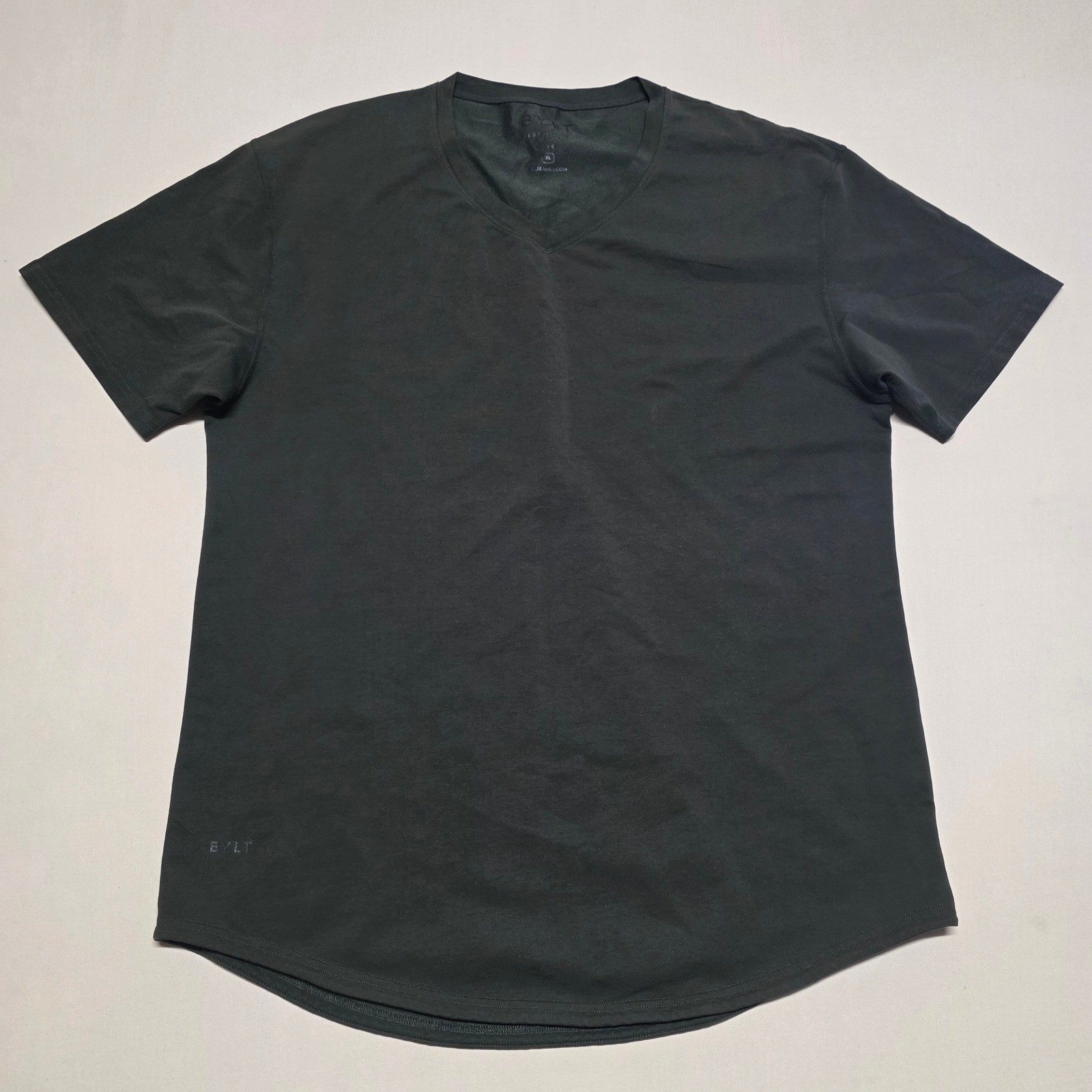 BYLT Premium Basics Drop Cut V-Neck T-Shirt Mens XL Dk Greeny LUX Slim Fit