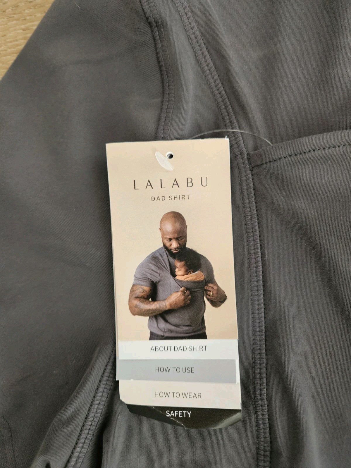 NWT New Lalabu Dad Shirt Simple Gray Size Large, Baby Wearing Newborn Hands Free