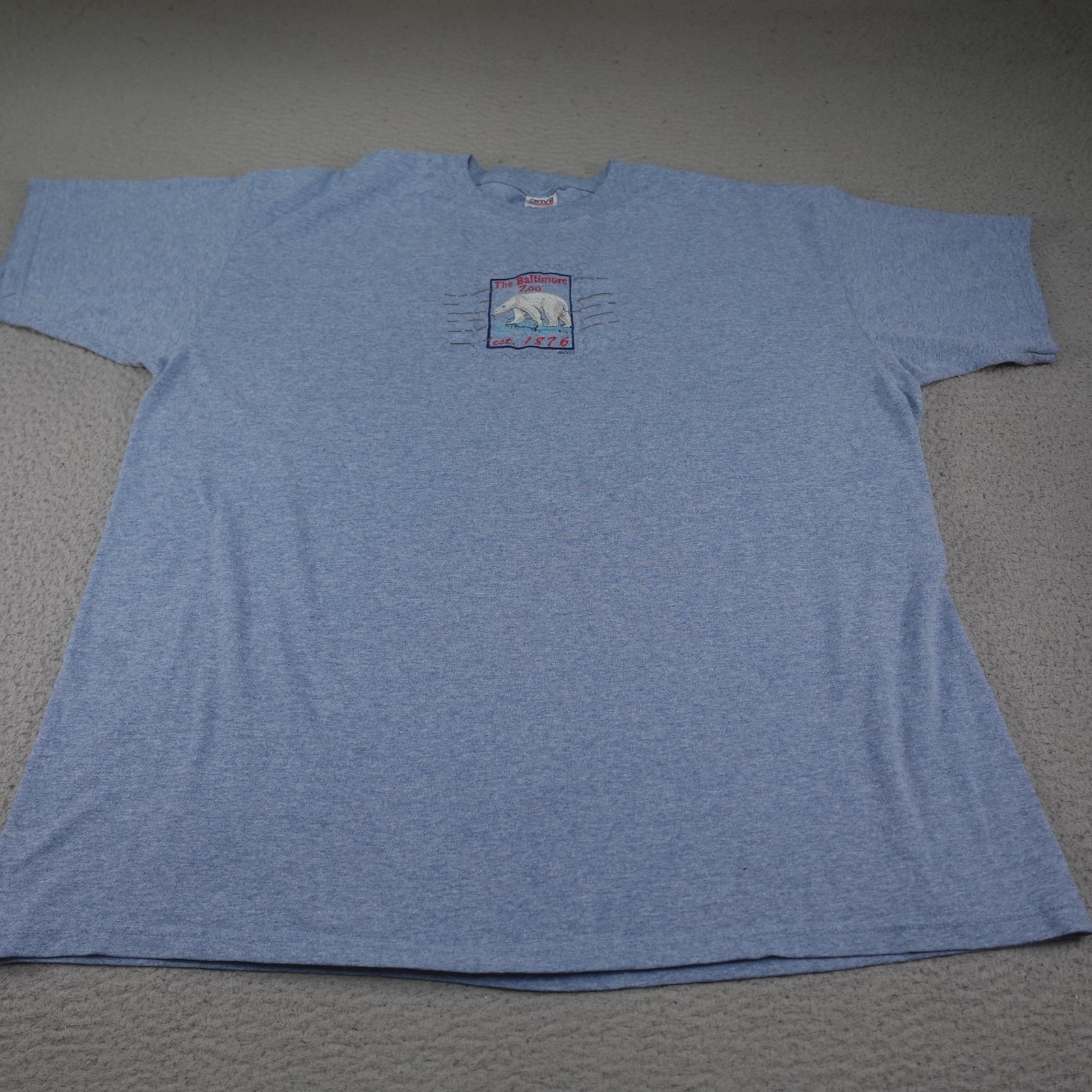 Vintage Baltimore Zoo Shirt Mens 2XL Blue Polar Bear Embroidered Graphic Tee 90s