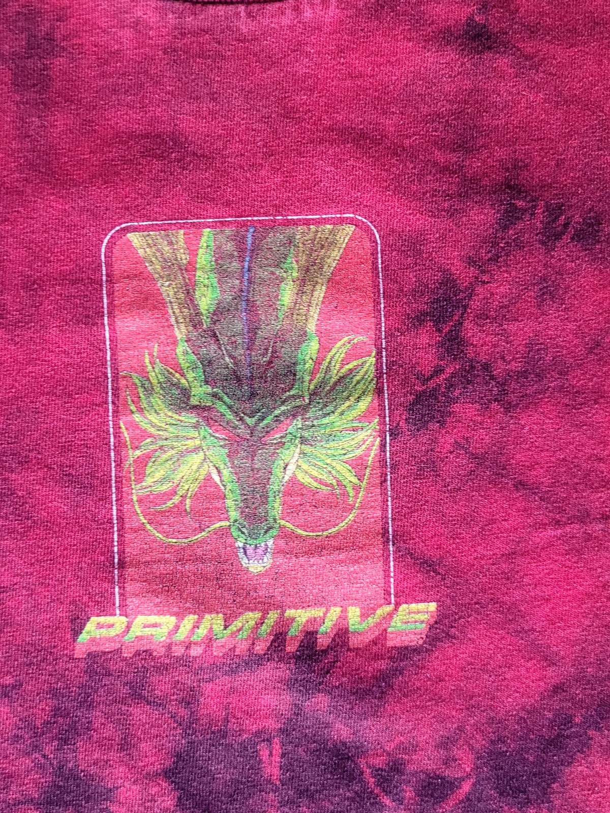 Primitive x Dragon Ball Z Men’s Shenron Red/Black Tie Dye Crew Neck Tee L