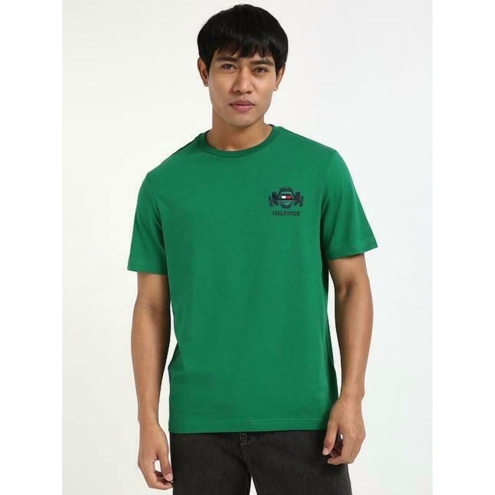 Tommy Hilfiger Men’s Big & Tall Embroidered Hilfiger Crest T-Shirt Green-3XLT