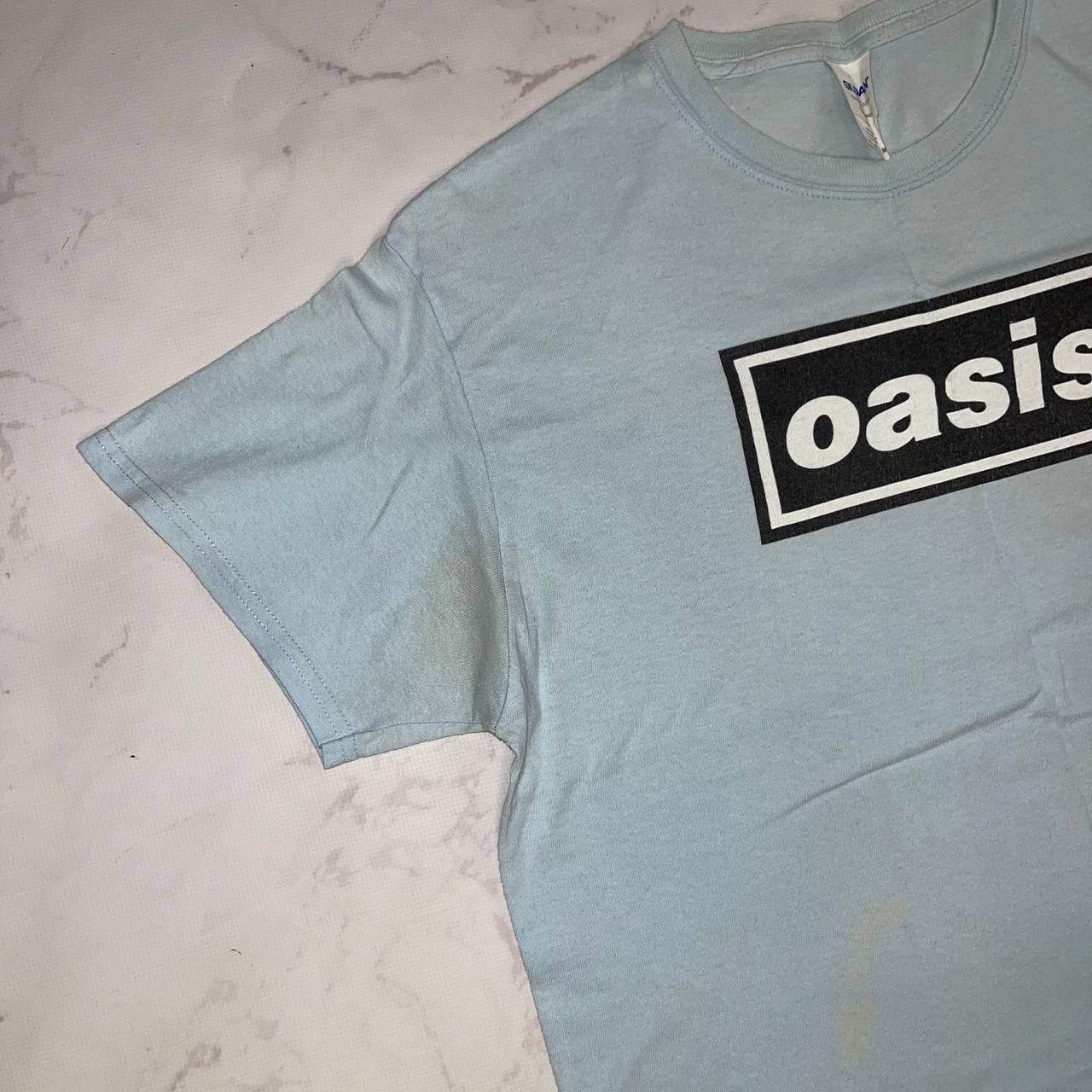 Vintage T-shirt Oasis Classic Band Logo Blue Size M Y2K Casual tee
