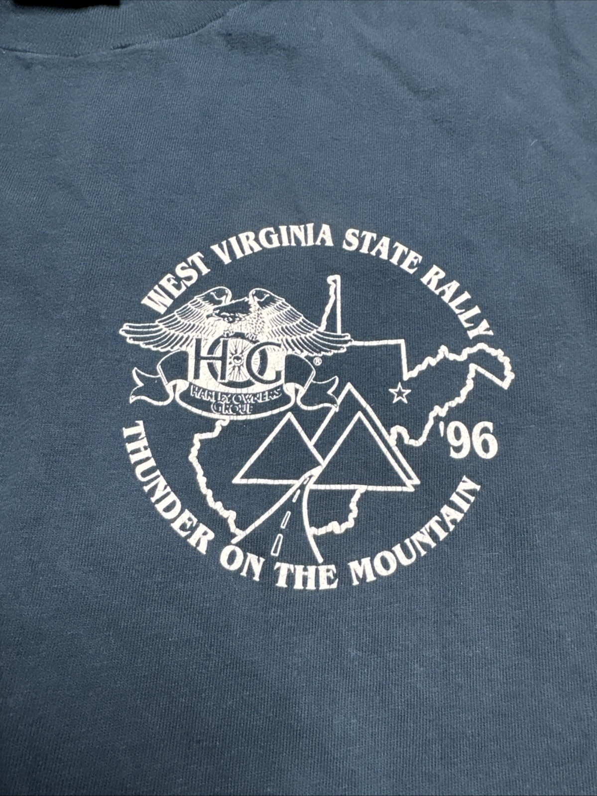 1996 Harley Davidson Single Stitch T-Shirt Sz L West Virginia State Rally Biker