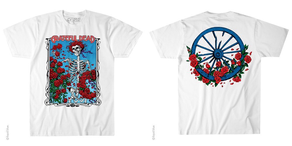 GRATEFUL DEAD-BERTHA WHEEL & ROSES-SYF-2 Sided T-SHIRT S-M-L-XL-XXL Garcia,Wier