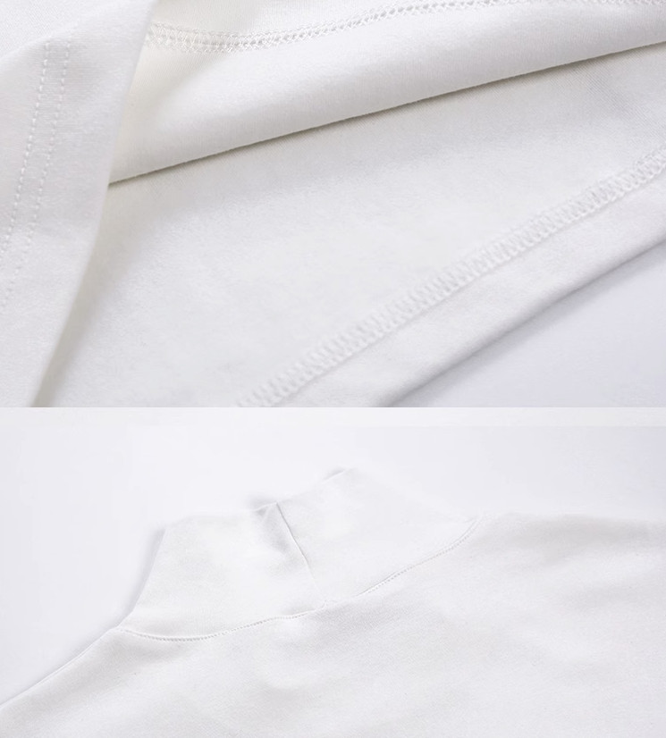 Men Long Sleeved Tee Thin T-Shirt Half Turtleneck Loose Crewneck Top