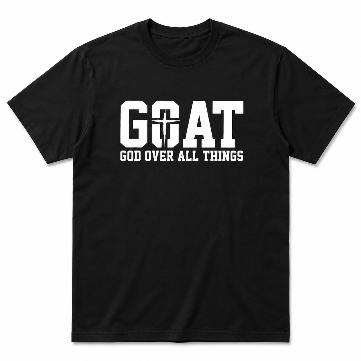 GOAT God Over All Things T Shirt Christian Faith Jesus Graphic Casual Tee