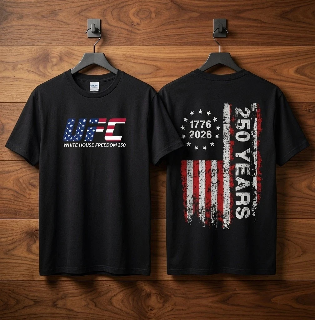 UFC MMA Freedom 250 T-Shirt USA Made 1776 2026 4th Of July Patriotic Men Women