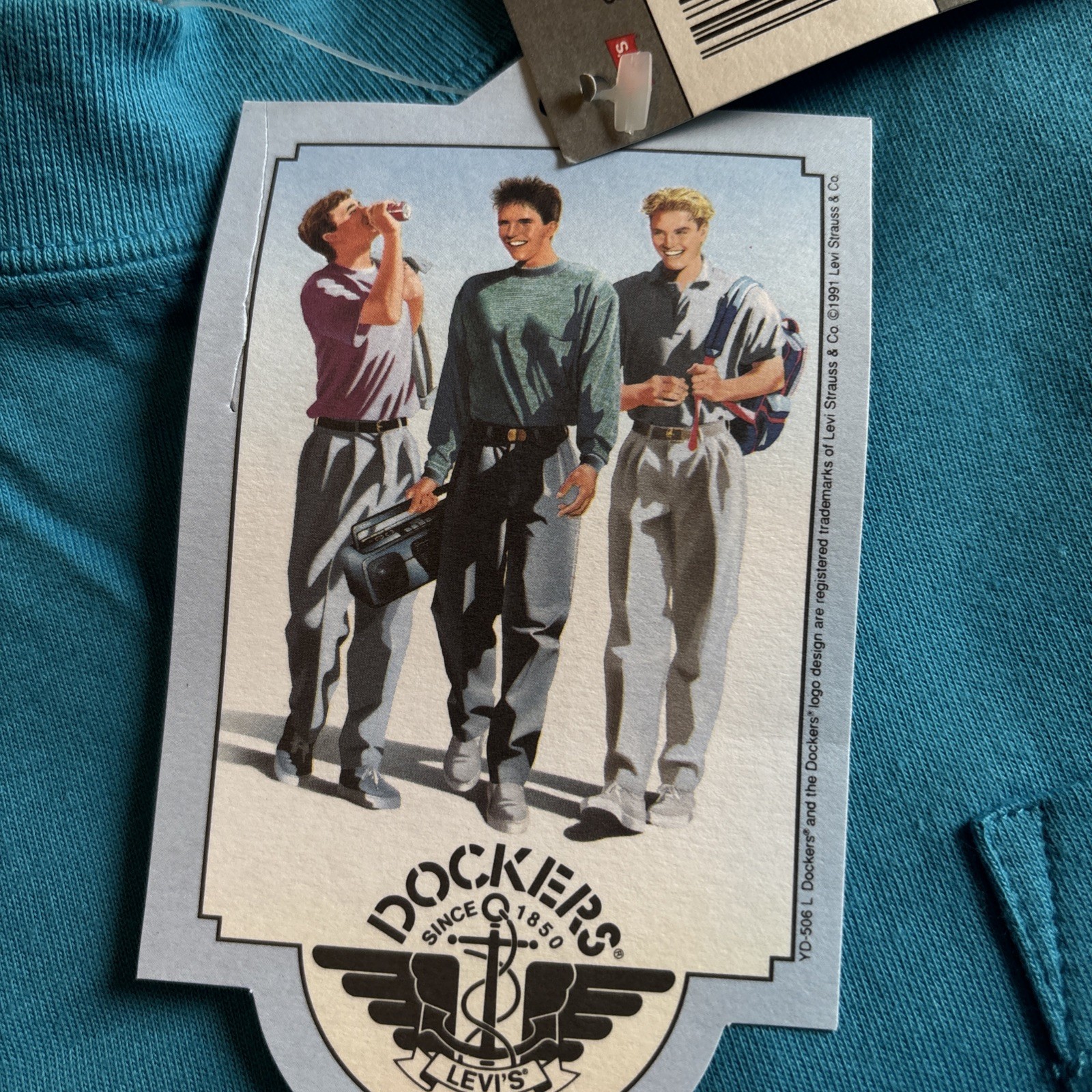 Vintage Dockers T Shirt Teal Made In USA Sz M (12-14) NWT See Description