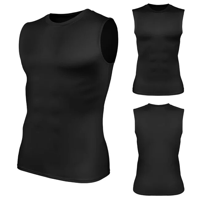 Mens Slimming Tummy Body Shaper Vest Compression T-Shirt Fitness Muscle Tank Top
