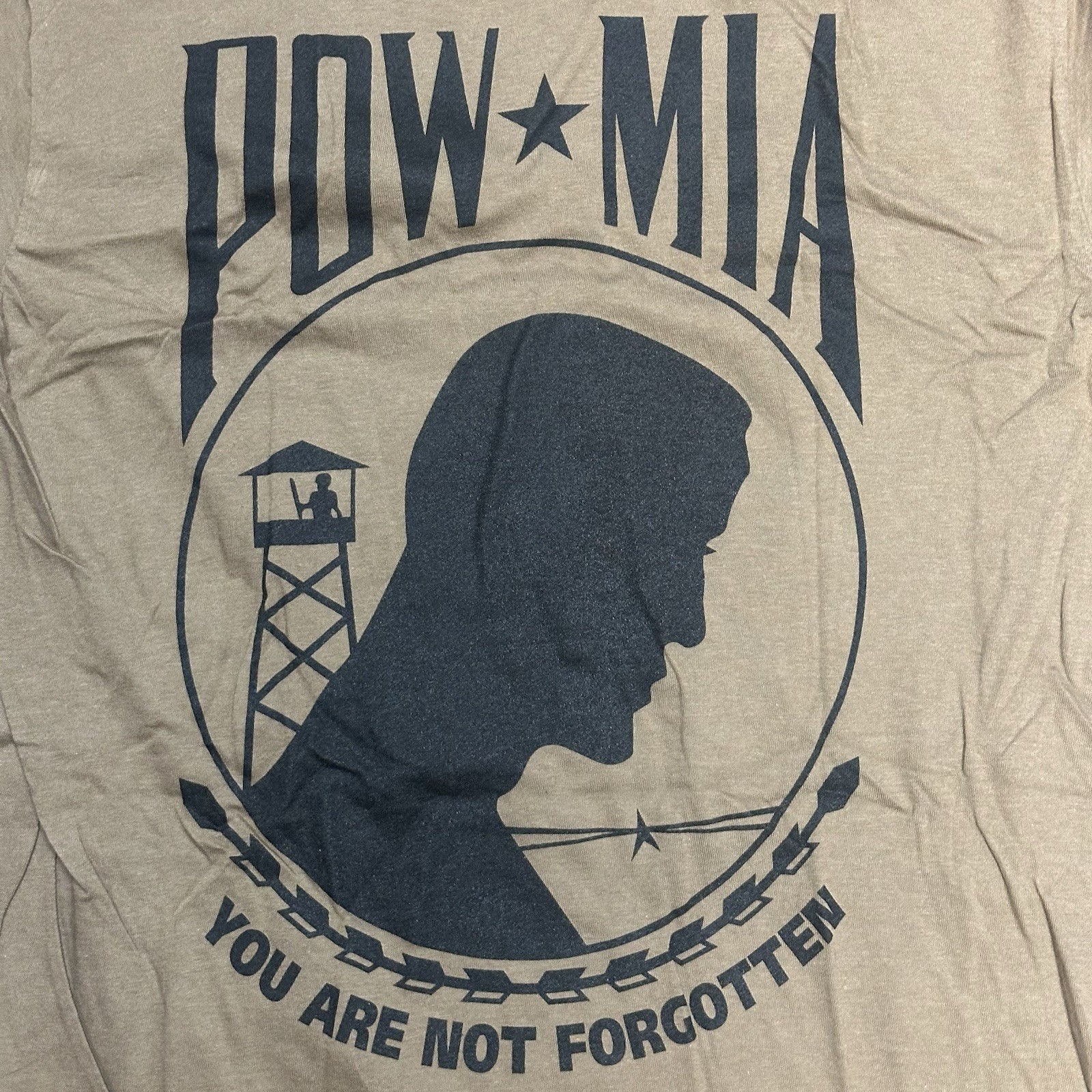Khaki Military Shirt Mens “POW MIA” Size Small