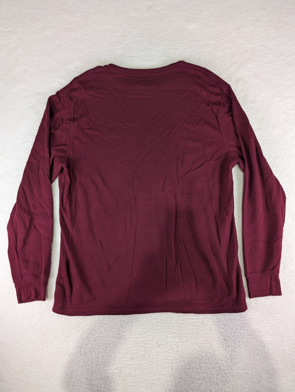 POLO RALPH LAUREN Waffle Knit Crewneck Pull-On Thermal Maroon Shirt Men’s 2XL