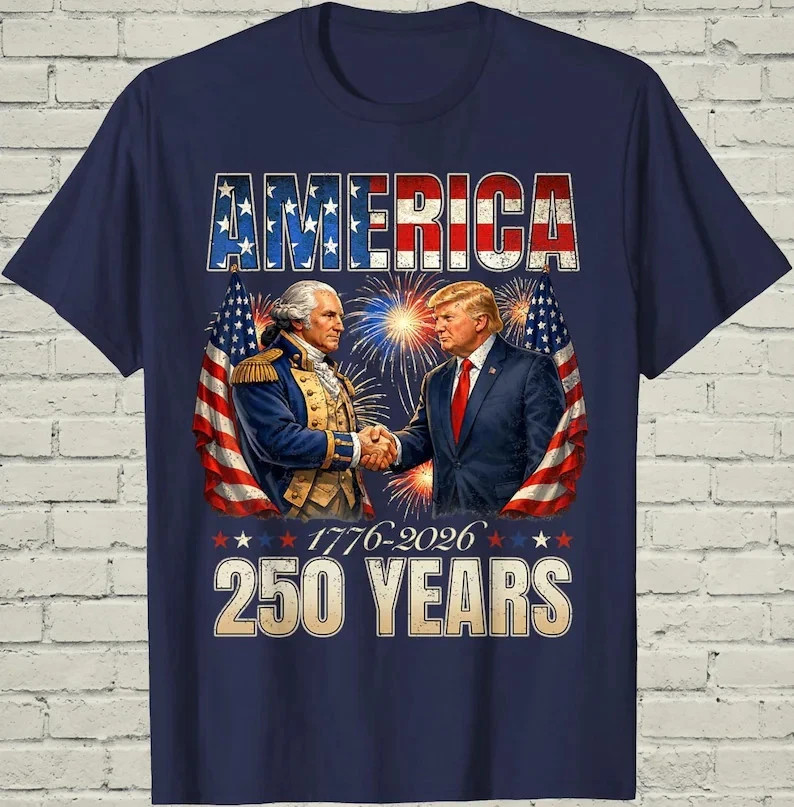 America 250th Anniversary Shirt Patriotic Washington Graphic Tee