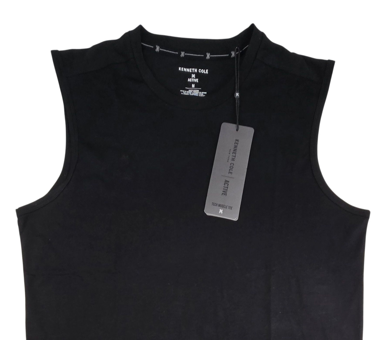 Kenneth Cole Men’s Active Tech Muscle Tee Stretch Soft Cotton UPF 50+ Black