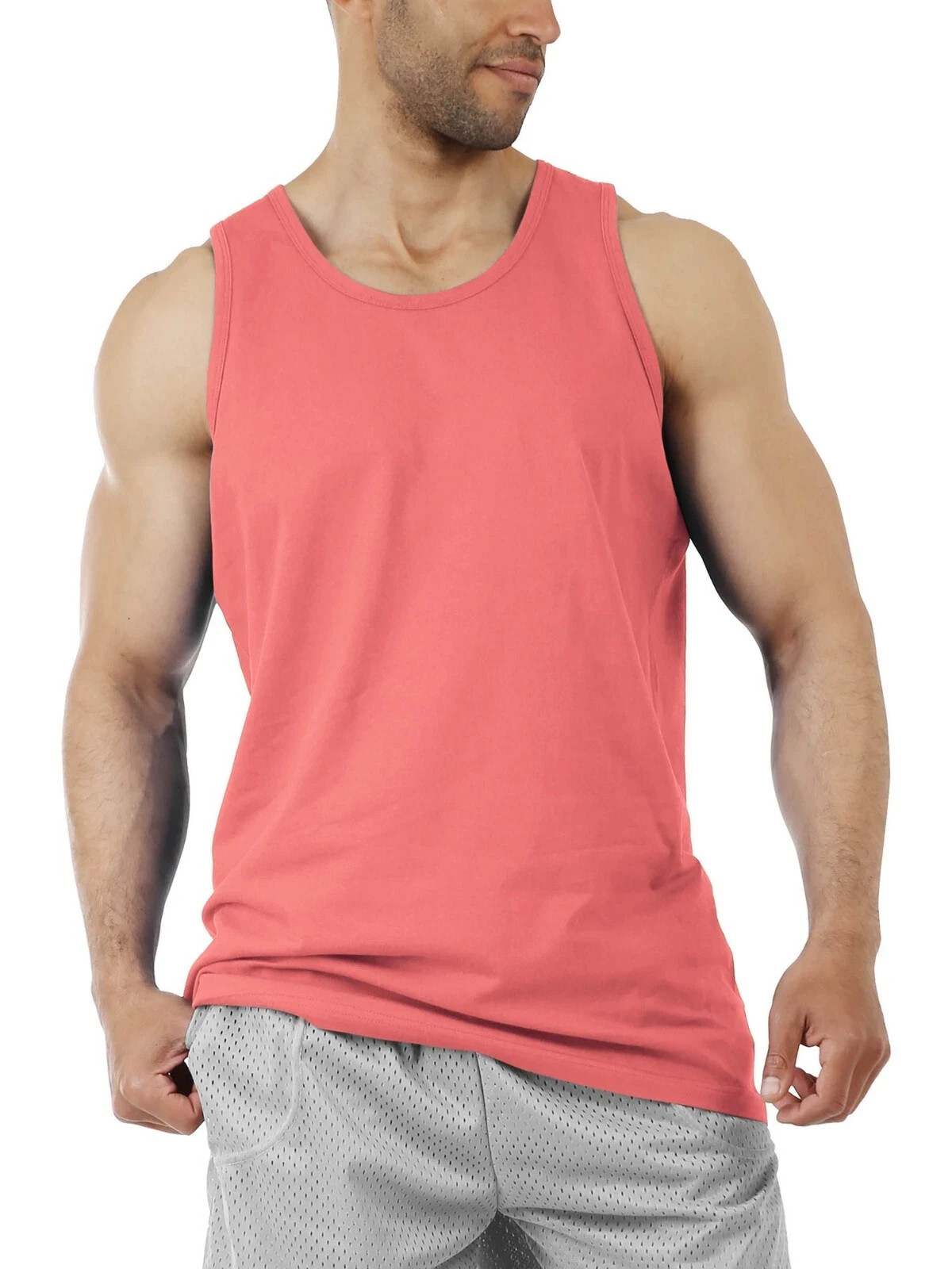 Mens Tank Top Muscle Gym Sleeveless Plain T-Shirts Tee A-Shirt 100%Cotton NEW