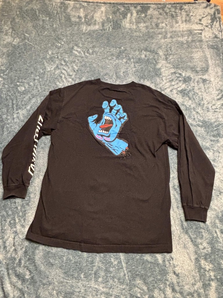 Santa Cruz Screaming Hand Logo Long Sleeve T-Shirt Size L Mens Black Skate