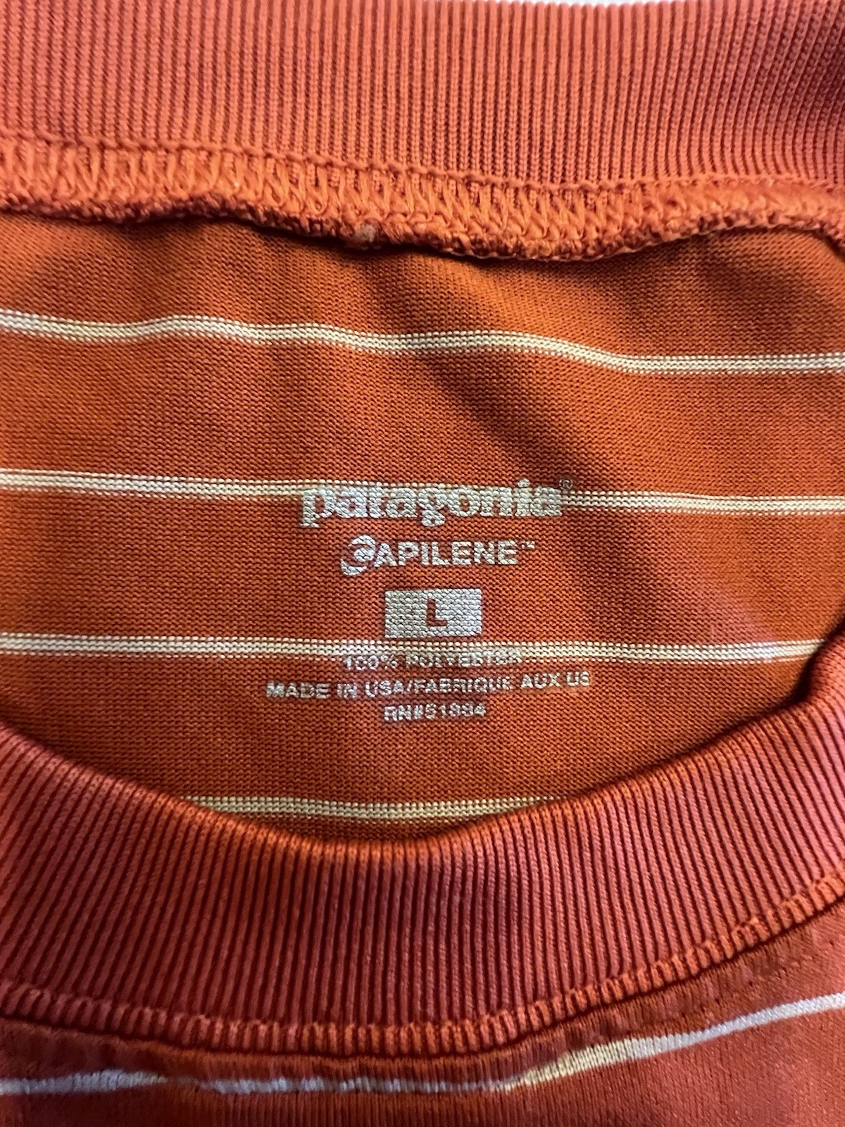 Patagonia Capilene Men’s L Striped Crew Neck Short Sleeve T-Shirt