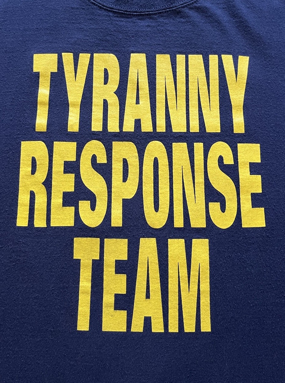 Vintage 2000s Tyranny Response Team T-Shirt Navy Size 2XL Double Sided Y2K