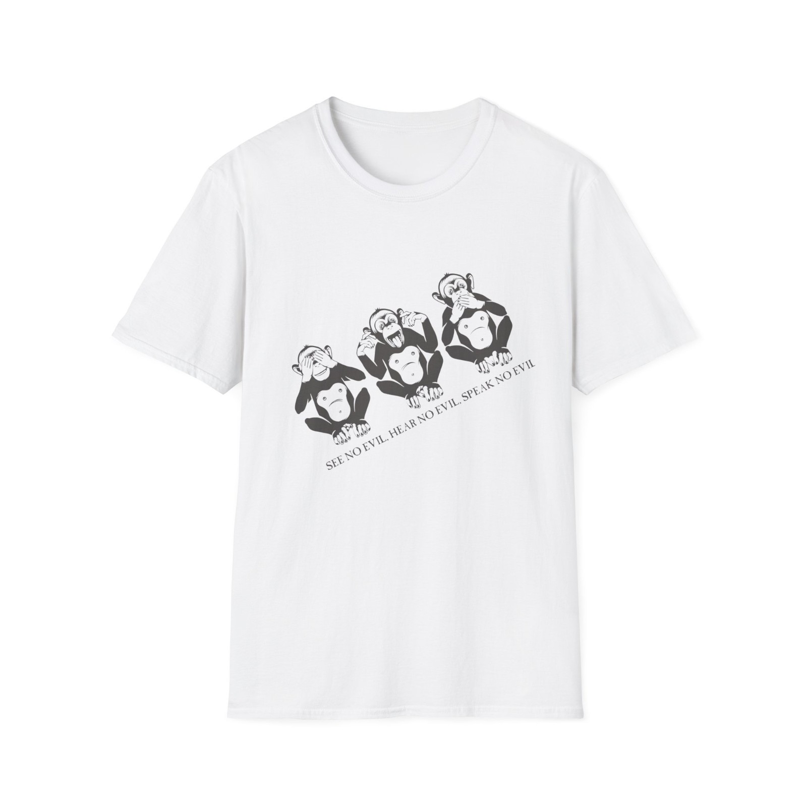 Three Wise Monkeys T-Shirt Funny Graphic Tee See No Evil Hear No Evil Unisex