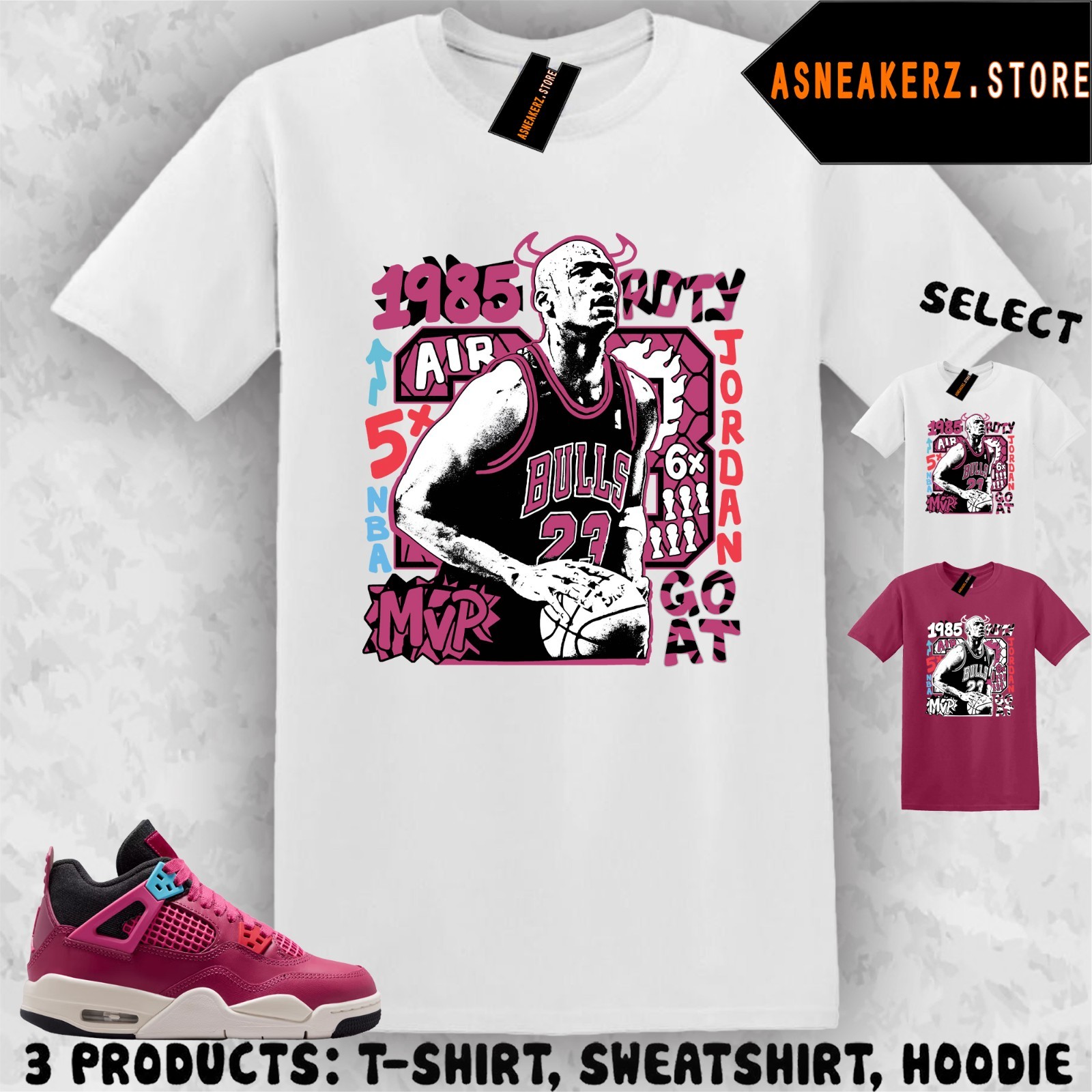 Shirt Matching AJ 4 She’s A Star GS 2026 Match Sneaker Vintage MJ Bulls T-Shirt