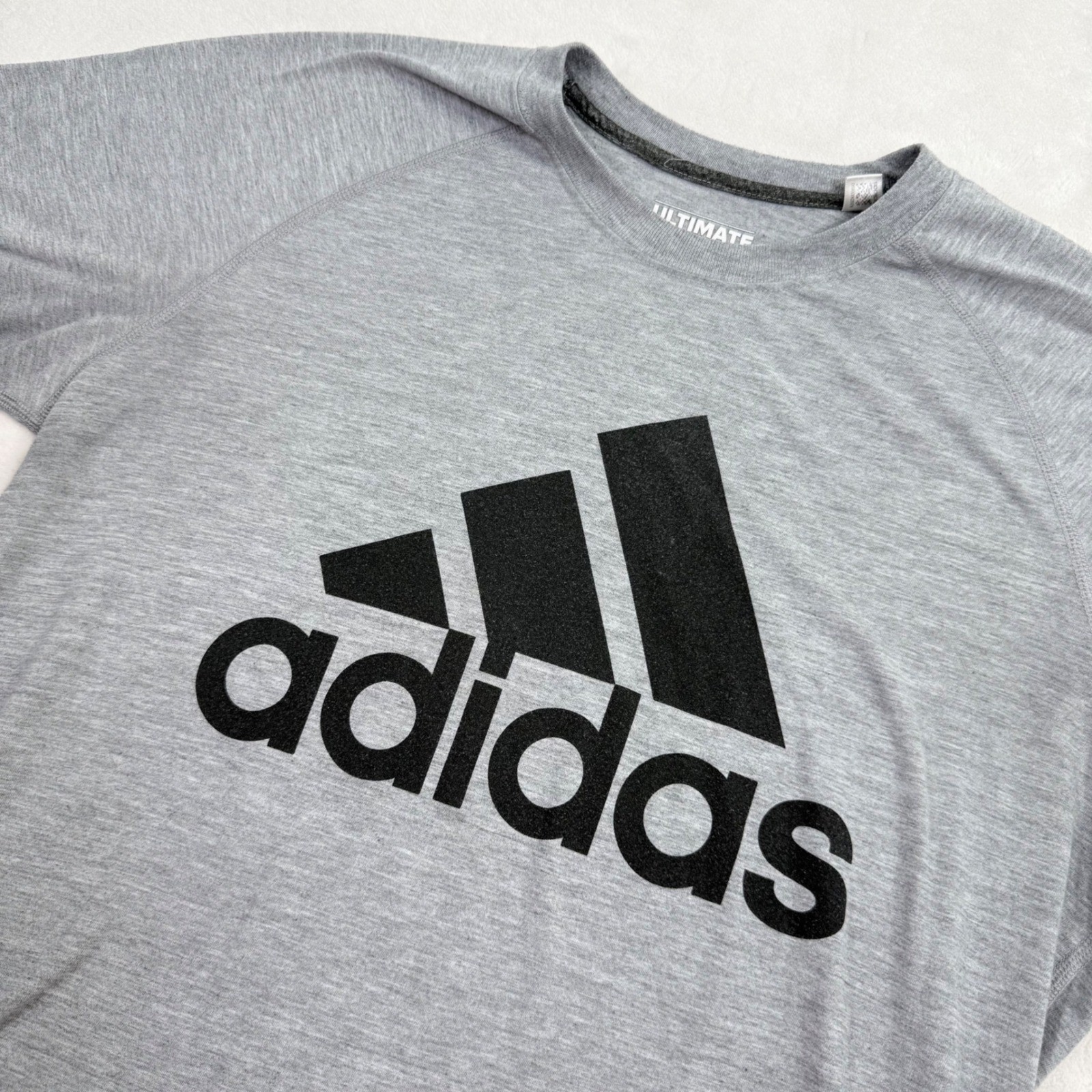 Adidas Ultimate Tee Mens Gray Heather Performance Logo T-Shirt Large 4897A