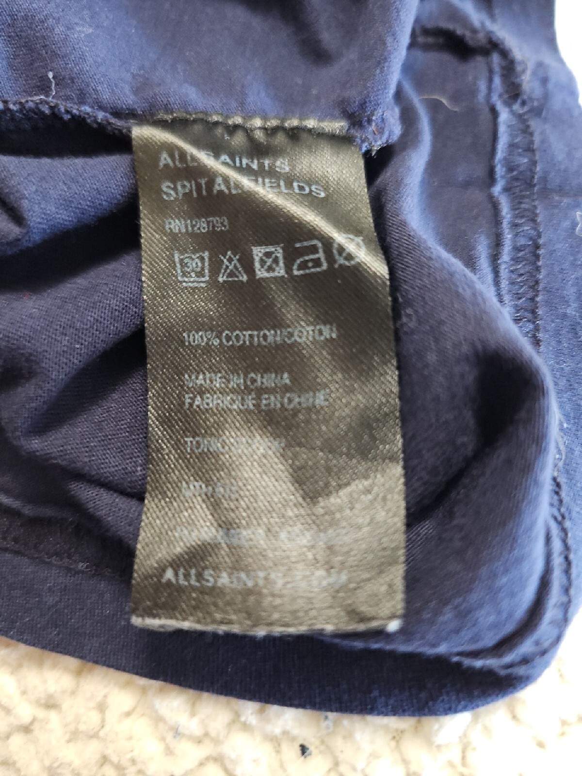 ALLSAINTS Spitalfields Jacks Place Blue S/S Tonic Scoop Neck Shirt Sz XS