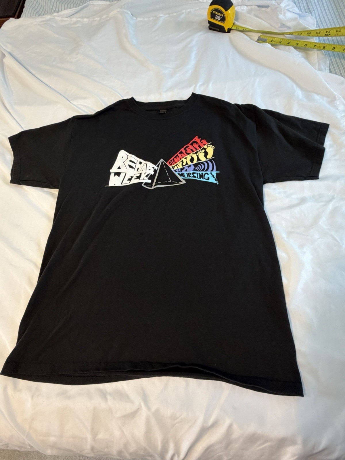 Mens Large Black Shirt Pink Floyd Parody Dark Side Rehab Week Nursing