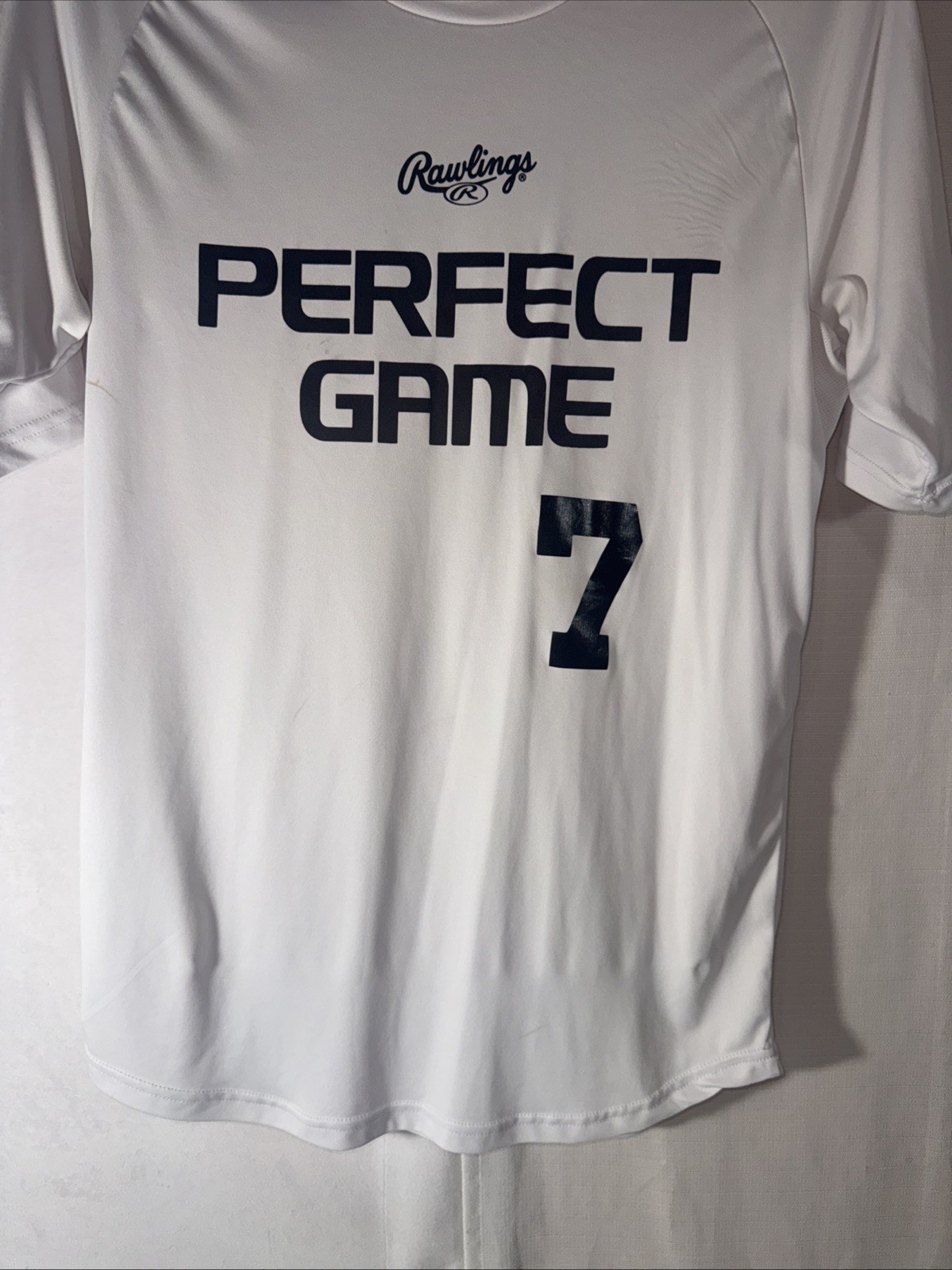 Rawlings Perfect Game Shirt White #7 Softball Baseball Size Medium