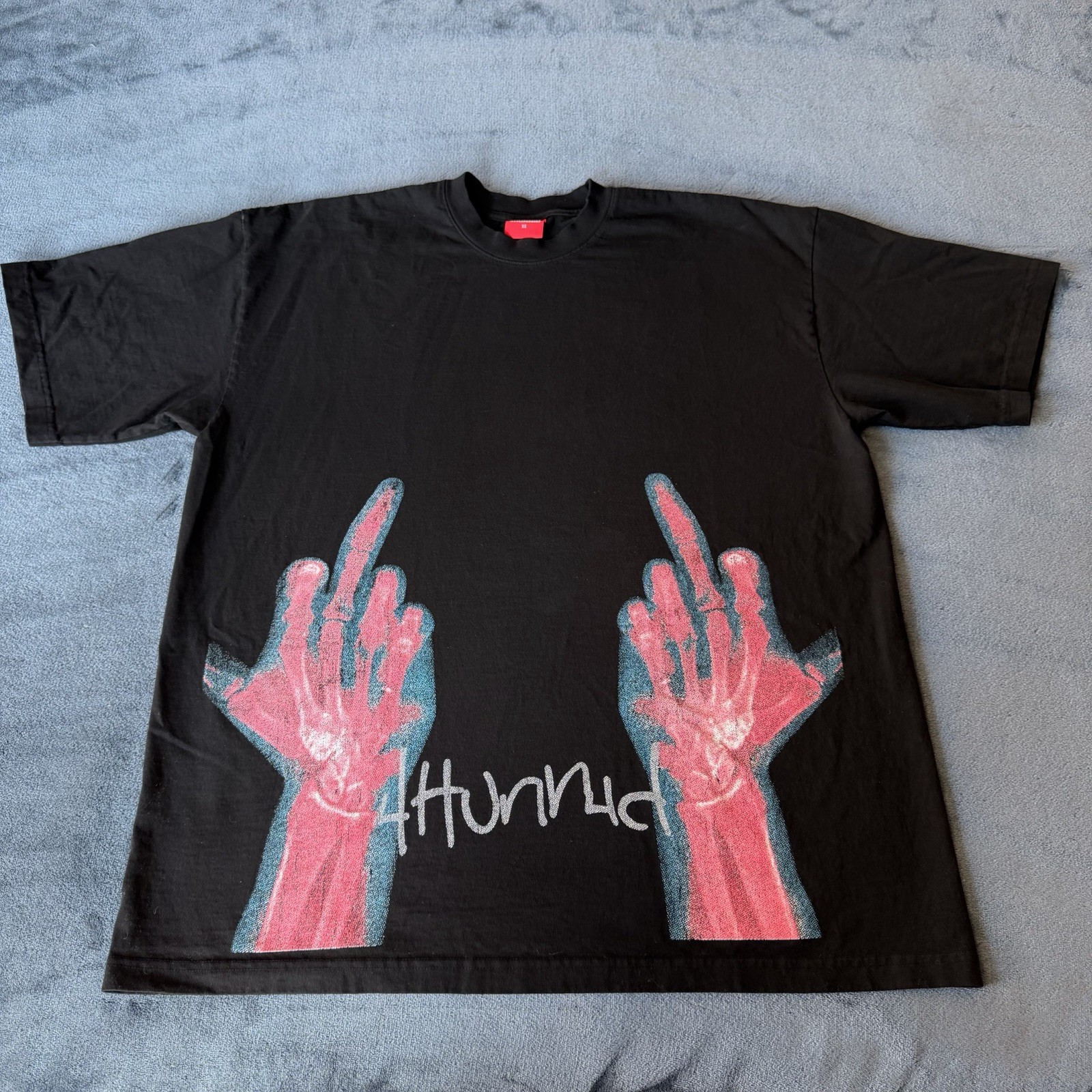 4 Hunnid X-Ray Hands Short Sleeve Black Logo T-Shirt XL