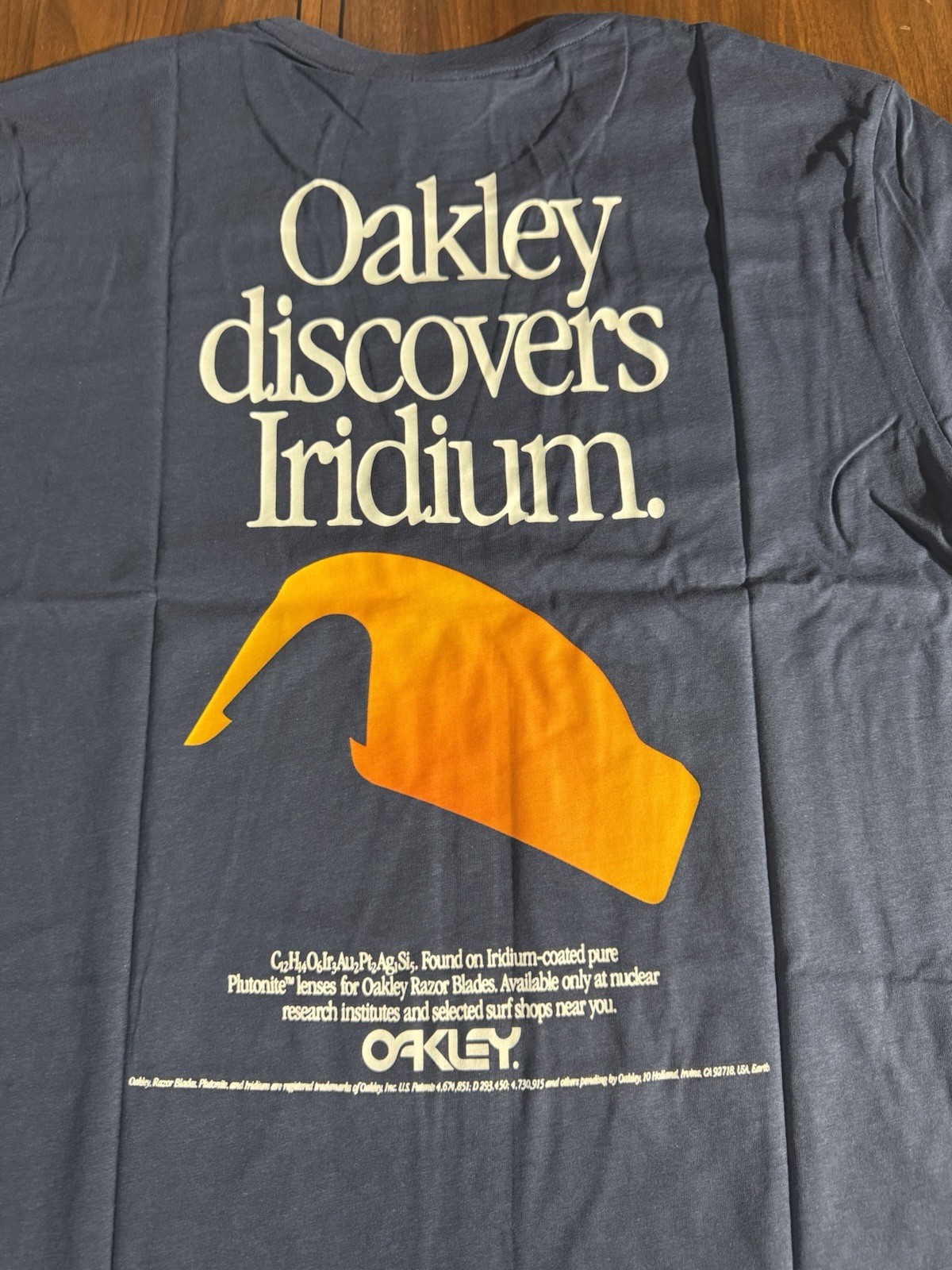 NEW Oakley Discovers Iridium Short Sleeve Tee Shirt Blue Mens XL Custom Fit NWT