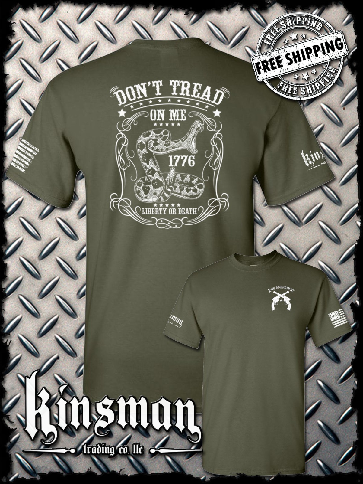 Don’t Tread on Me Snake Liberty or Death 1776 T-Shirt Pro Gun 2nd Amendment USA