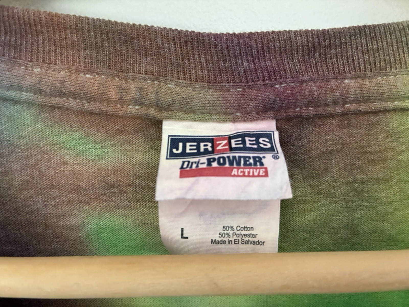 Jerzees Dri-Power Men’s Spiral Tie Dye Cotton Polyester Blend T-Shirt Multi L