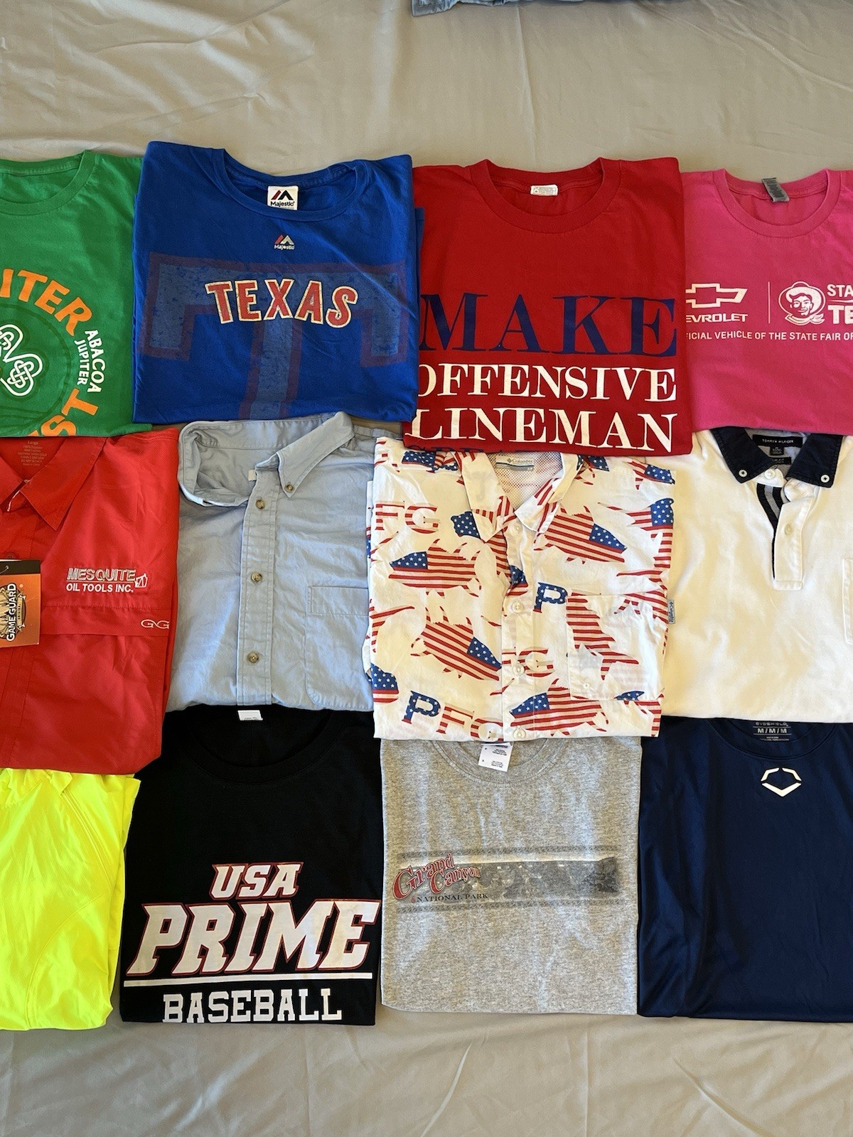 Bundle Lot of 12 Mens Graphic Tshirt/Polo Various Sizes & Colors New/Used Resell