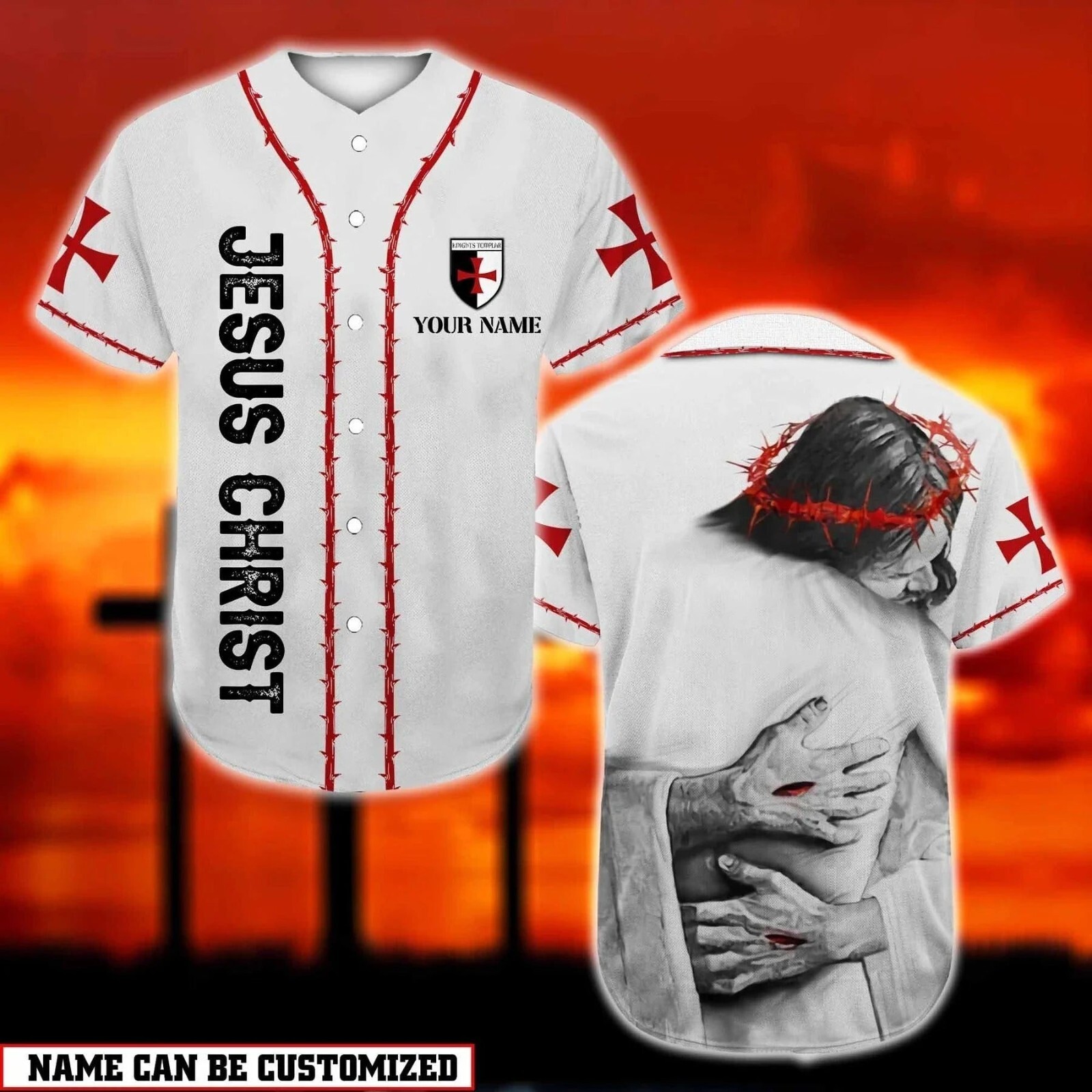 God Hug Gift God Is Love Christian Cross Baseball Jersey AOP Full Size S-5XL