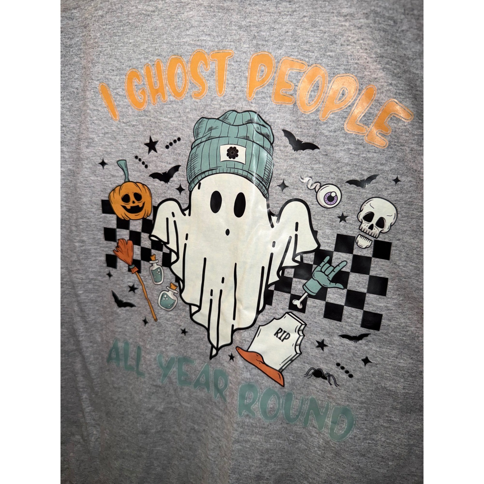 Hanes ComfortSoft I Ghost People All Year Round Graphic Tee Heather Gray Mens M