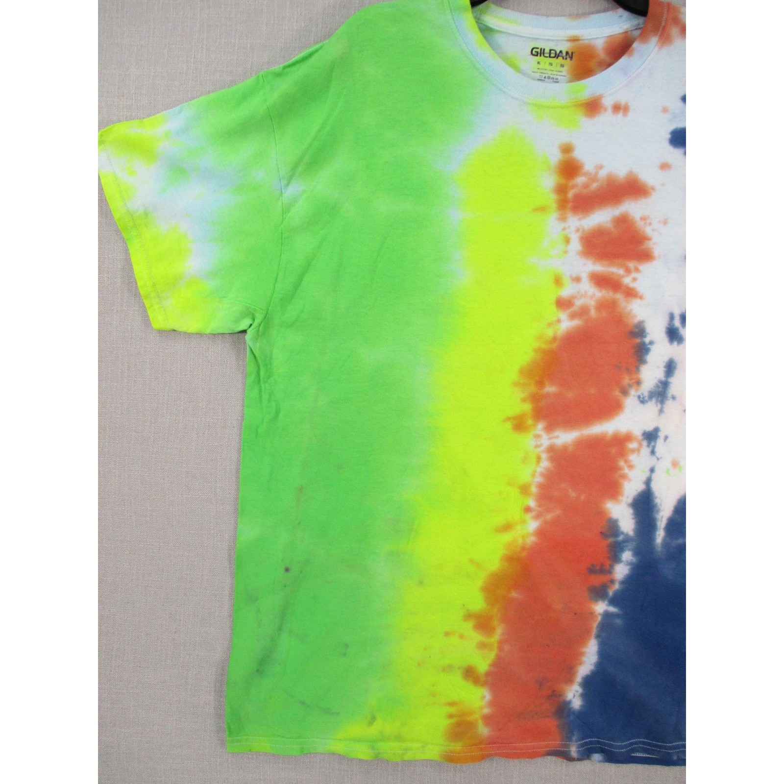 GILDAN Multi Color Psychedelic Festival Tie Dye T Shirt Mens Unisex Size XL