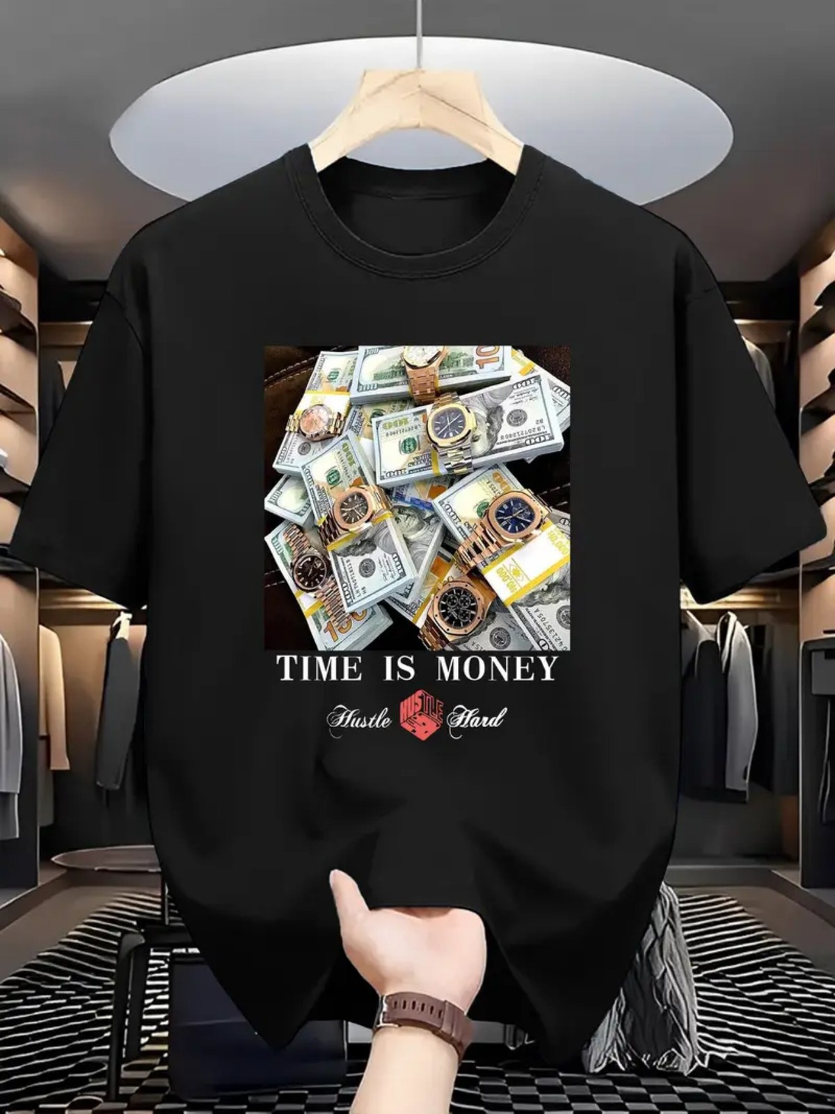 Time Is Money Graphic Men’s T-Shirt Hustle Motivational Streetwear Tee